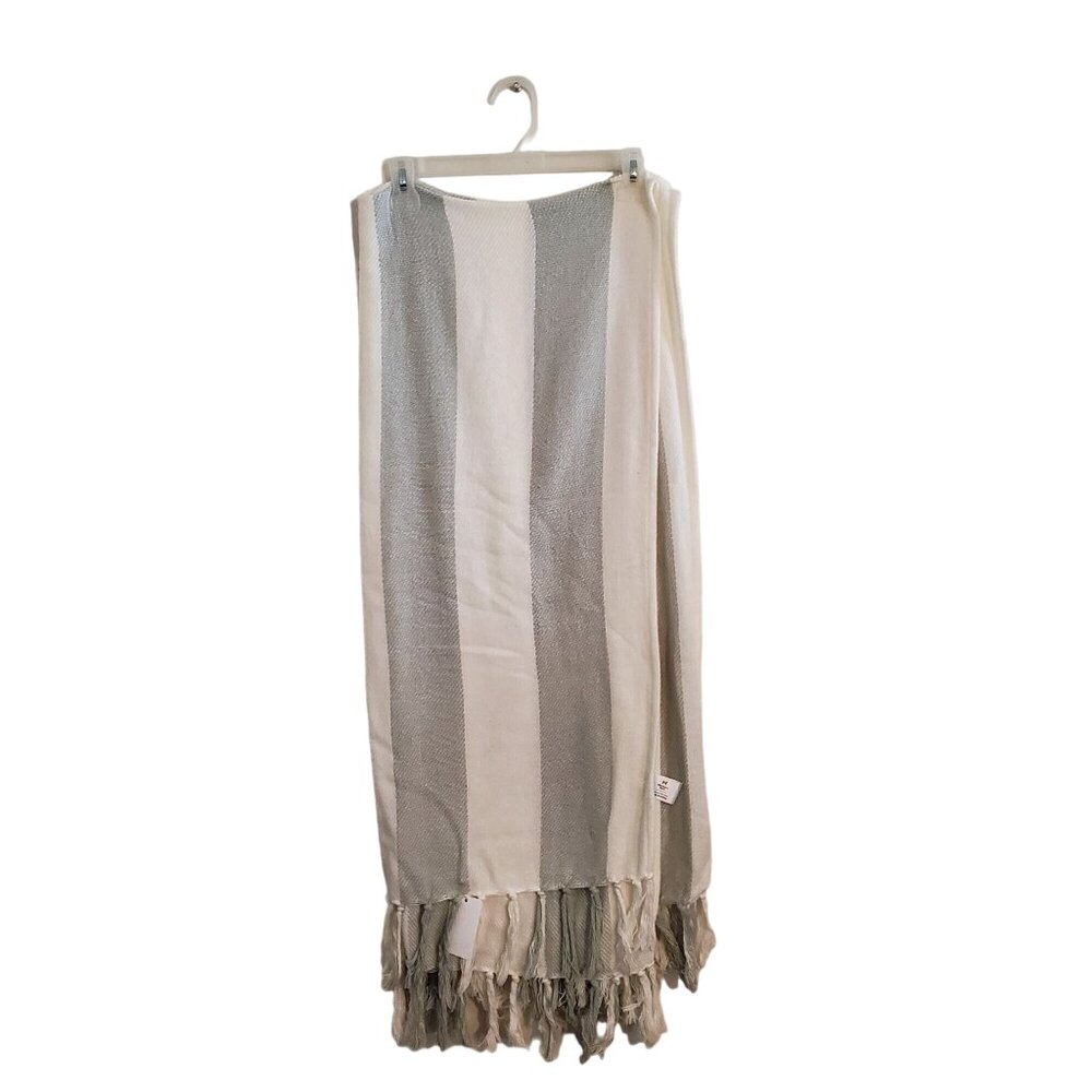 Members Mark Striped Throw Blanket 50%‎ Cotton 50% Acrylic With Fringe